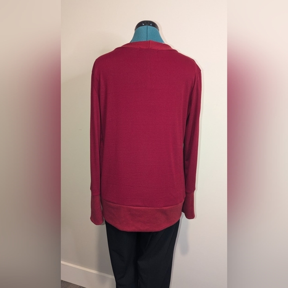 Risesun women's cardigan large crimson red antique brass snaps vintage style EUC - Picture 2 of 5